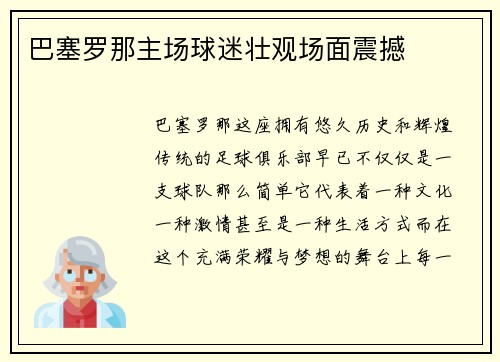 巴塞罗那主场球迷壮观场面震撼